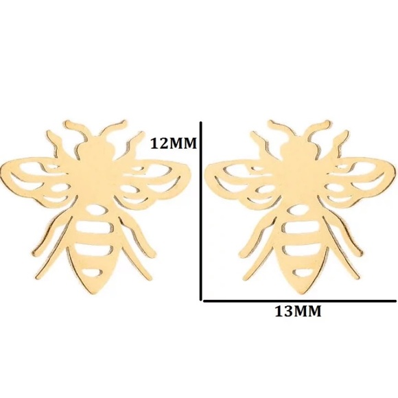 Stainless Steel Bug Stud Earrings - Picture 2 of 2